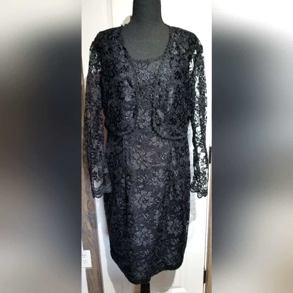 Formal Lace Dress with Lace Jacket Size 12 Prom, Parties, Evening Wear